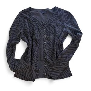 Vintage Gap Y2K Zebra Print Fitted Button Cardigan Women’s M